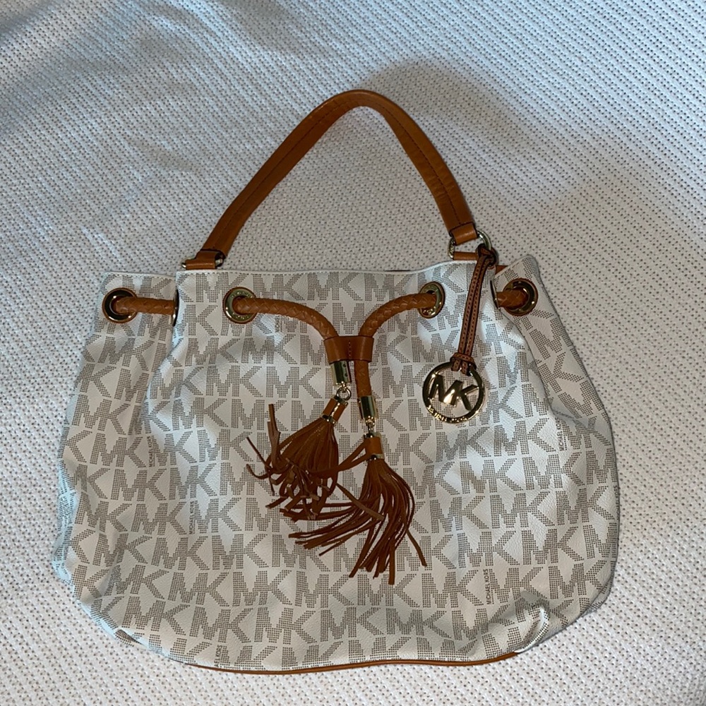 Michael Kors white and brown handbag